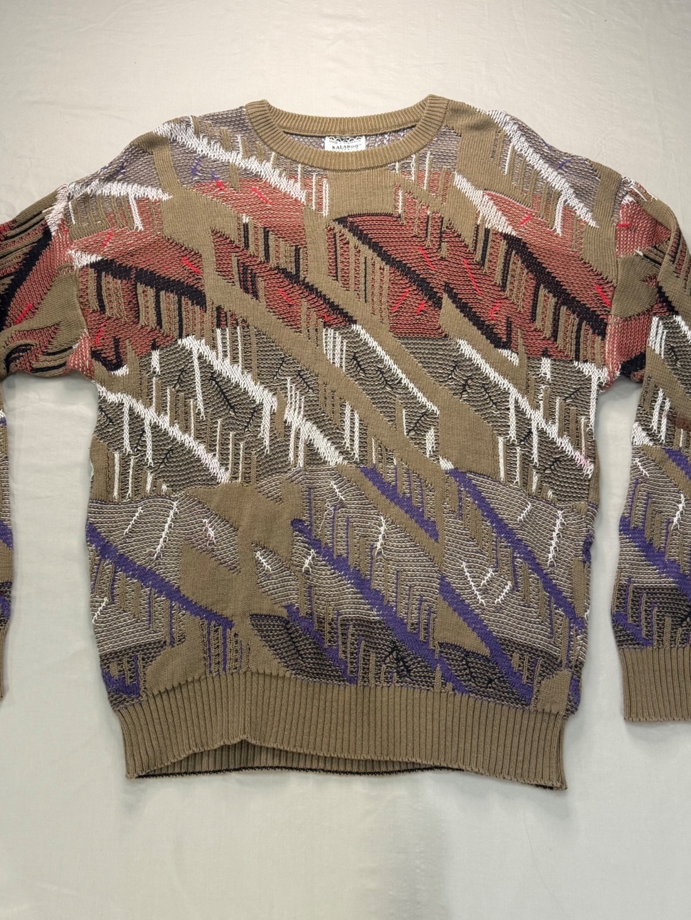 Vintage Kalaroo Australia XL Mercerised Cotton 3D Knit Coogi Style Sweater